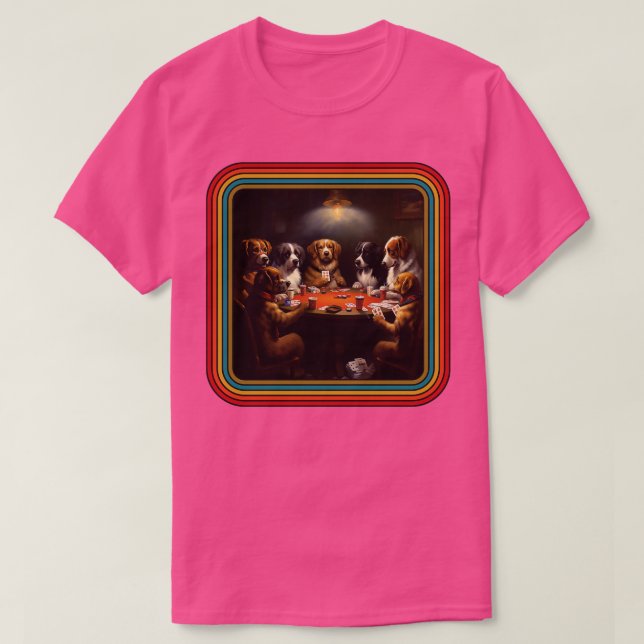 Retro Hunde Poker spielen T-Shirt (Design vorne)