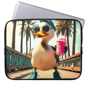 Retro-Hundesonnenbrille Strand im Sonnenuntergang Laptopschutzhülle