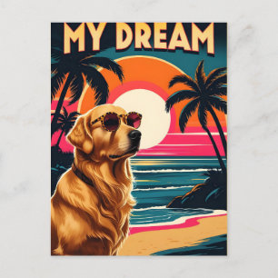 Retro-Hundesonnenbrille Strand im Vintage-Sonnenun Feiertagspostkarte