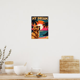 Retro-Hundesonnenbrille Vintage-Sonnenuntergang St Poster