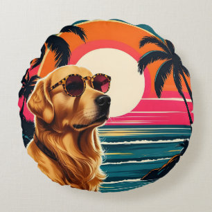 Retro-Hundesonnenbrille Vintage-Sonnenuntergang St Rundes Kissen