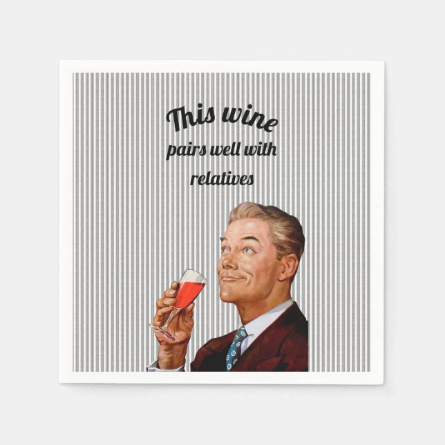 Retro Husband Funny Wine Sprichwort Serviette (Vorderseite)