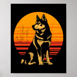 Retro Husky Dog Owner gibt Vintagen sibirischen Hu Poster