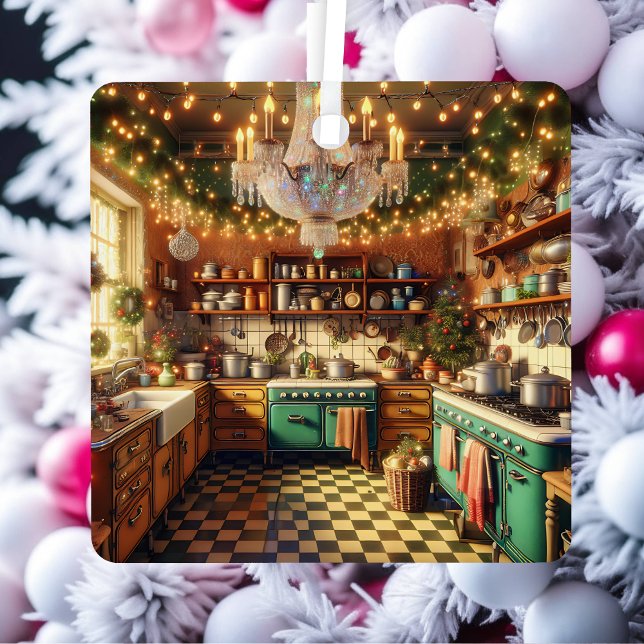 Retro Hütte Kitsch Retro Weihnachten Personalisier Ornament Aus Metall (Von Creator hochgeladen)