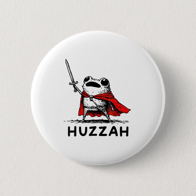 Retro Huzzah Frog Knight Funny Sword Meme Quote  Button (Vorderseite)