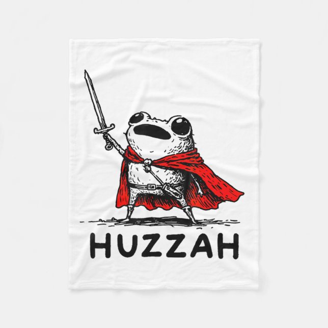 Retro Huzzah Frog Knight Funny Sword Meme Quote  Fleecedecke (Vorderseite)