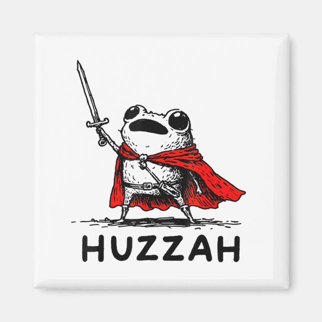 Retro Huzzah Frog Knight Funny Sword Meme Quote  Magnet (Vorne)