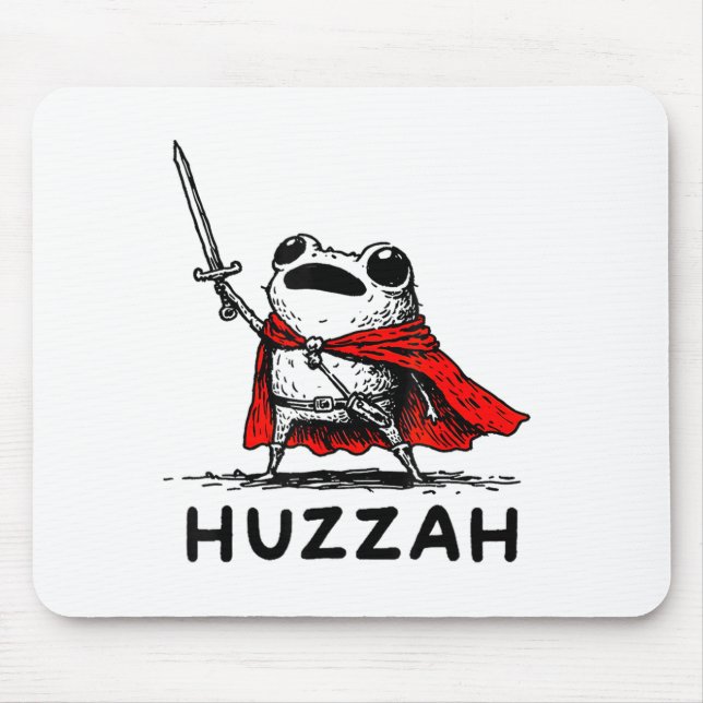 Retro Huzzah Frog Knight Funny Sword Meme Quote  Mousepad (Vorne)