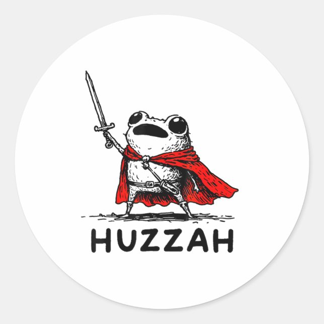 Retro Huzzah Frog Knight Funny Sword Meme Quote  Runder Aufkleber (Vorderseite)