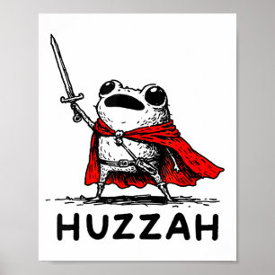 Retro Huzzah Froschritter Lustiges Schwert Meme Zi Poster