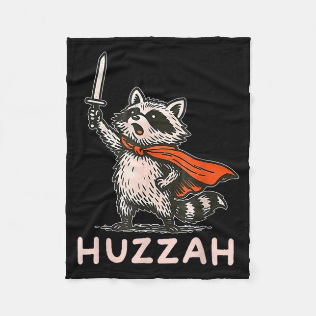 Retro Huzzah Raccoon Knight Funny Sword Meme Quote Fleecedecke (Vorderseite)