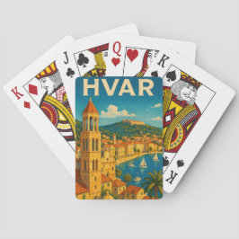 Retro Hvar Croatia Adria Coast Travel Spielkarten