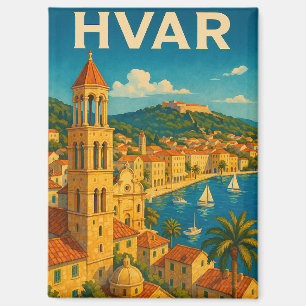 Retro Hvar Kroatien Adria Küste Reise Magnet