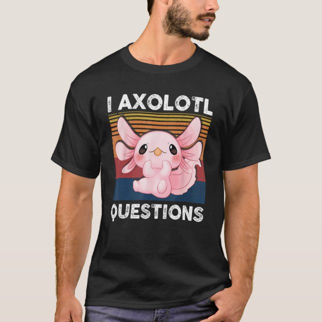 Retro I Axolotl Question Pink Salamander Kids Mom  T-Shirt (Vorderseite)