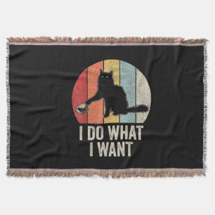 Retro I Do I What I Woll Cat Shirt Cat Lover Eigen Decke