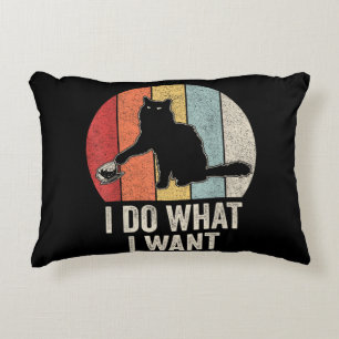 Retro I Do I What I Woll Cat Shirt Cat Lover Eigen Dekokissen