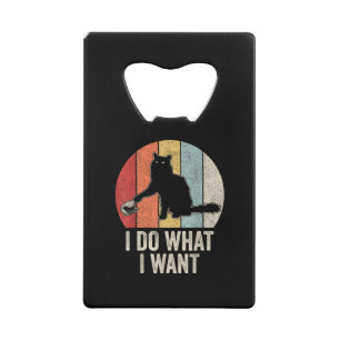 Retro I Do I What I Woll Cat Shirt Cat Lover Eigen Geldbeutel Flaschenöffner