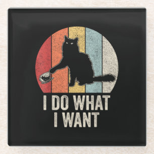 Retro I Do I What I Woll Cat Shirt Cat Lover Eigen Glasuntersetzer