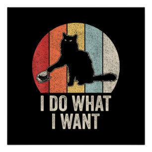 Retro I Do I What I Woll Cat Shirt Cat Lover Eigen Poster