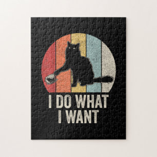 Retro I Do I What I Woll Cat Shirt Cat Lover Eigen Puzzle