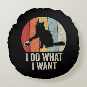 Retro I Do I What I Woll Cat Shirt Cat Lover Eigen Rundes Kissen