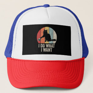 Retro I Do I What I Woll Cat Shirt Cat Lover Eigen Truckerkappe