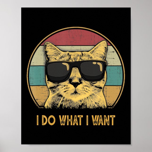 Retro I Do, was ich Gewollt Cat Funny Cat Lover Poster (Vorne)