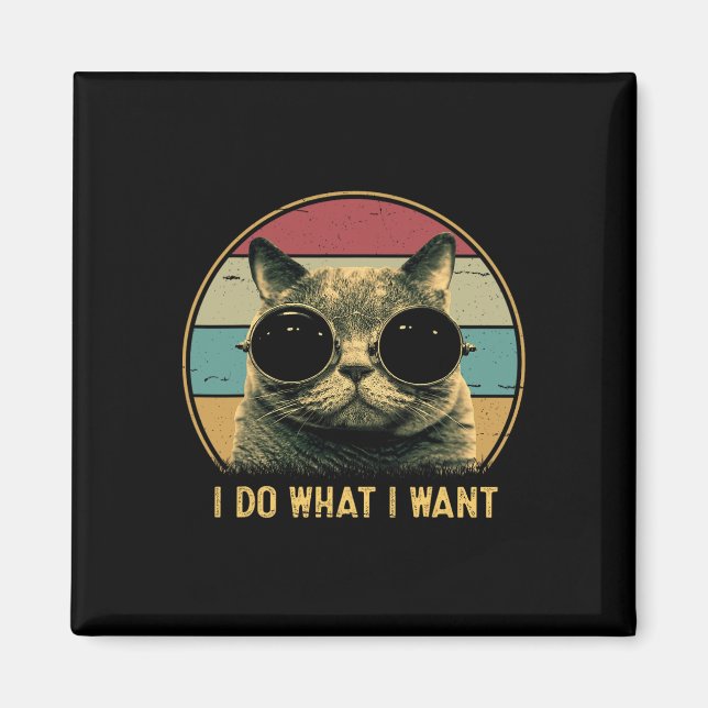Retro I Do, was ich Gewollt Funny Cat Lover Magnet (Vorne)