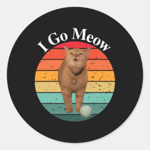 Retro I Go Meow Funny Cat Singmememe Runder Aufkleber