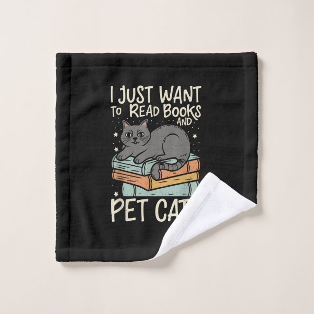 Retro I Just Want to Read Books and Pet Cats Cat Waschlappen (Waschlappen)