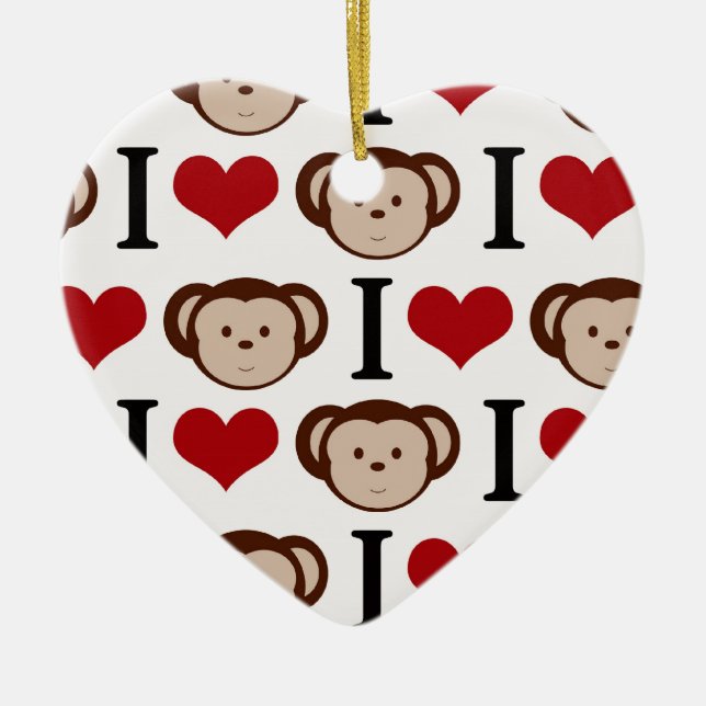 Retro i-Liebe-Affen Keramik Ornament (Vorne)