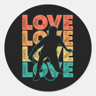 Retro I Liebe Badminton Theme Graphic Design Runder Aufkleber