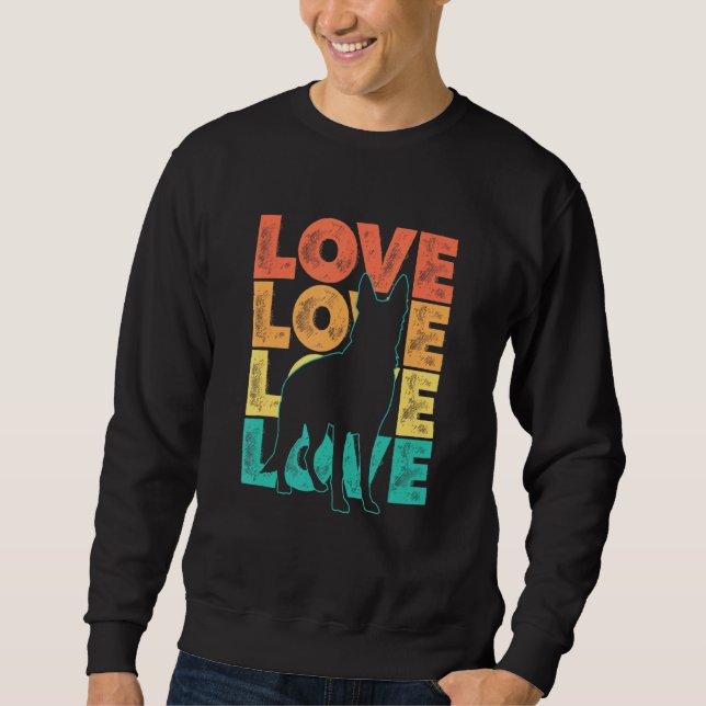 Retro I Liebe Mein Deutscher Hirtenhund Design Sweatshirt (Vorderseite)