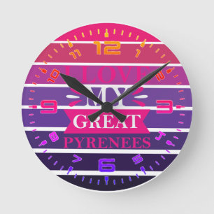 Retro I Liebe Meine Pyrenäen Runde Wanduhr