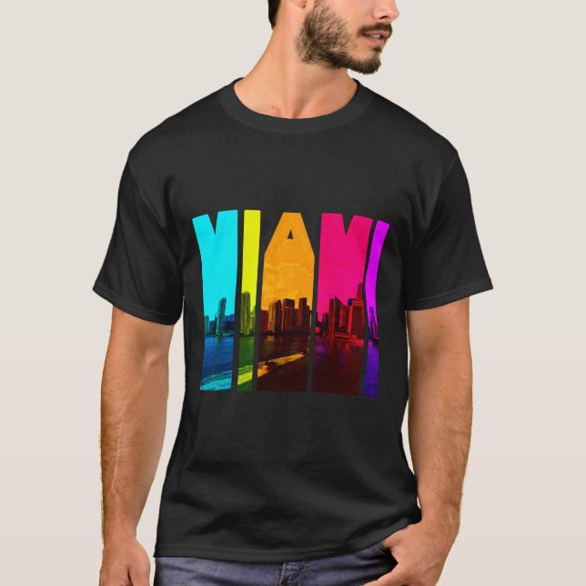 Retro I Liebe Miami Floria Skyline T-Shirt (Vorderseite)