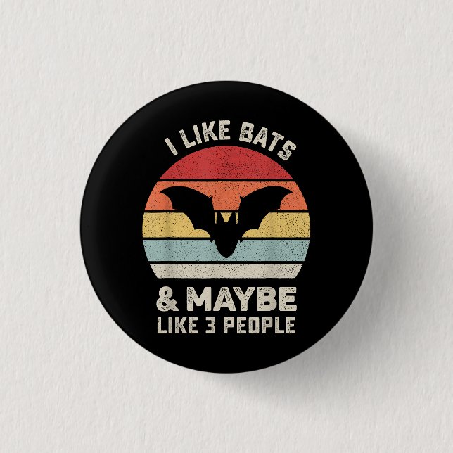 Retro I like Bats Shirt Animal Bat Lover Geschenk  Button (Vorderseite)