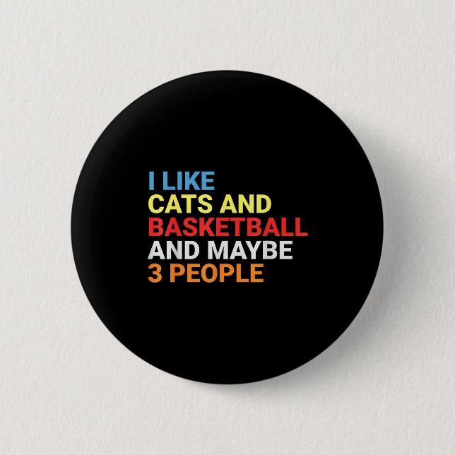 Retro I Like Cats And Basketball Lover Funny Cat  Button (Vorderseite)