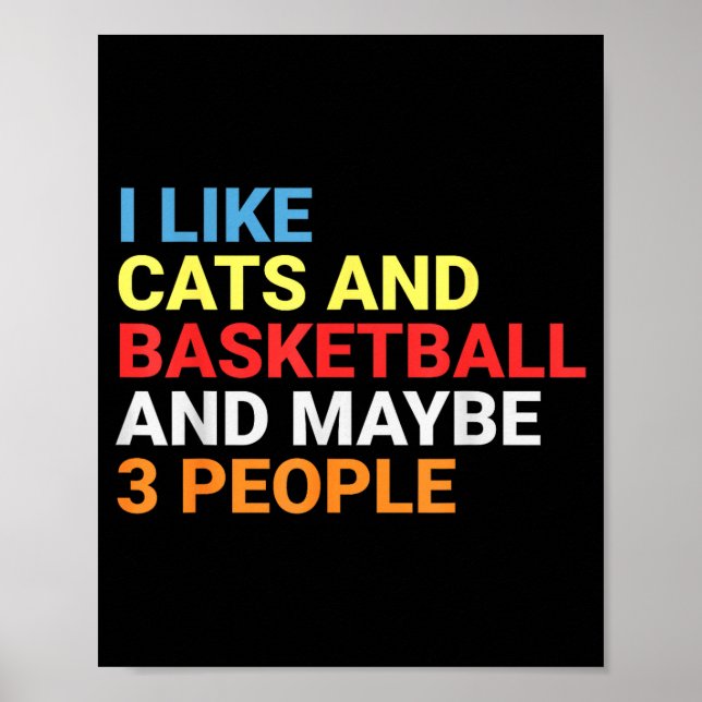 Retro I Like Cats And Basketball Lover Funny Cat  Poster (Vorne)
