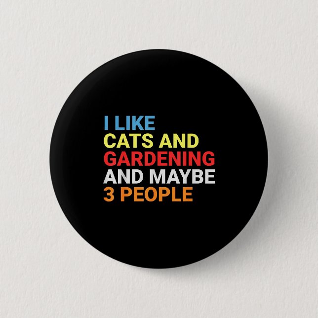 Retro I Like Cats And Gardening Lover Plant Funny  Button (Vorderseite)