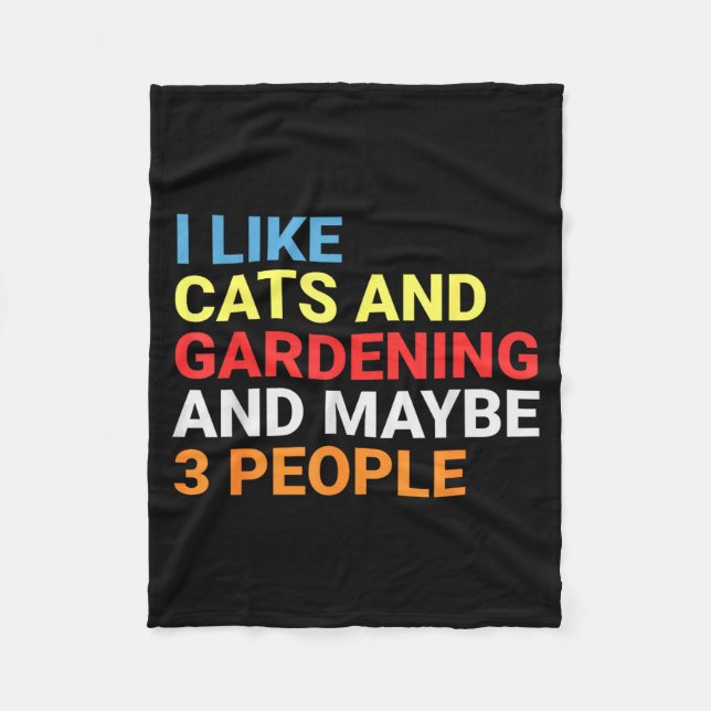Retro I Like Cats And Gardening Lover Plant Funny  Fleecedecke (Vorderseite)