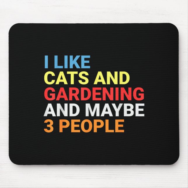 Retro I Like Cats And Gardening Lover Plant Funny  Mousepad (Vorne)