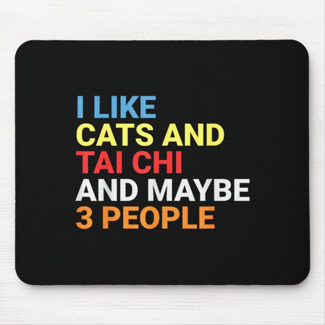 Retro I Like Cats And Tai Chi Lover Funny Martial  Mousepad (Vorne)