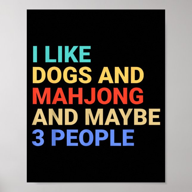 Retro I Like Dogs And Mahjong Lover Funny  Poster (Vorne)