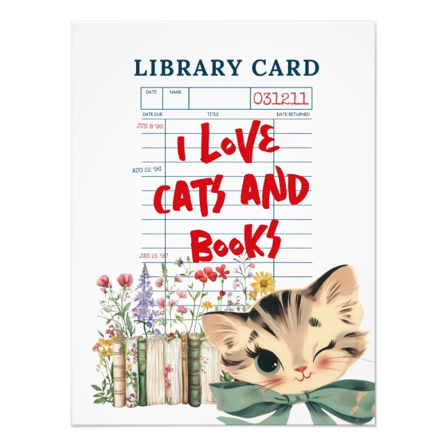 Retro I Love Cats and Books Fotodruck (Vorne)
