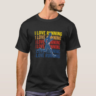 Retro I Love Running Frauen Männer Marathon Joggen T-Shirt