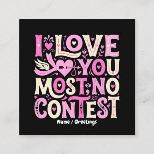 Retro I Love You Most No Contest Pink Creme Quadratische Visitenkarte