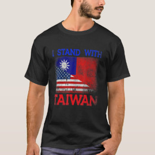 Retro I Stand mit Taiwan Halbe amerikanische Flagg T-Shirt