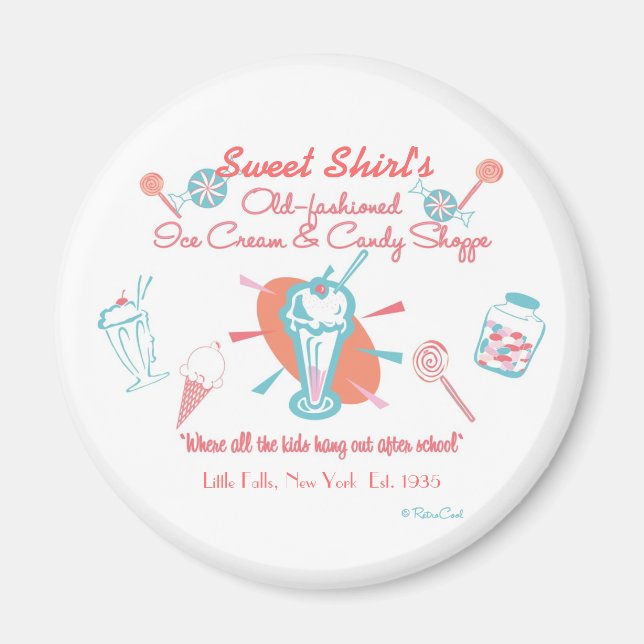 Retro Ice Cream & Candy Shoppe Magnet (Vorne)