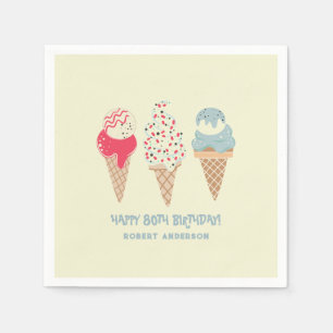 Retro Ice Cream Cone 80. Geburtstag Custom Serviette