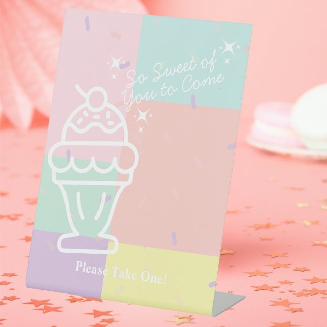 Retro Ice Cream Gefallen Sockelschild (Retro Ice Cream Favor Pedestal Sign)